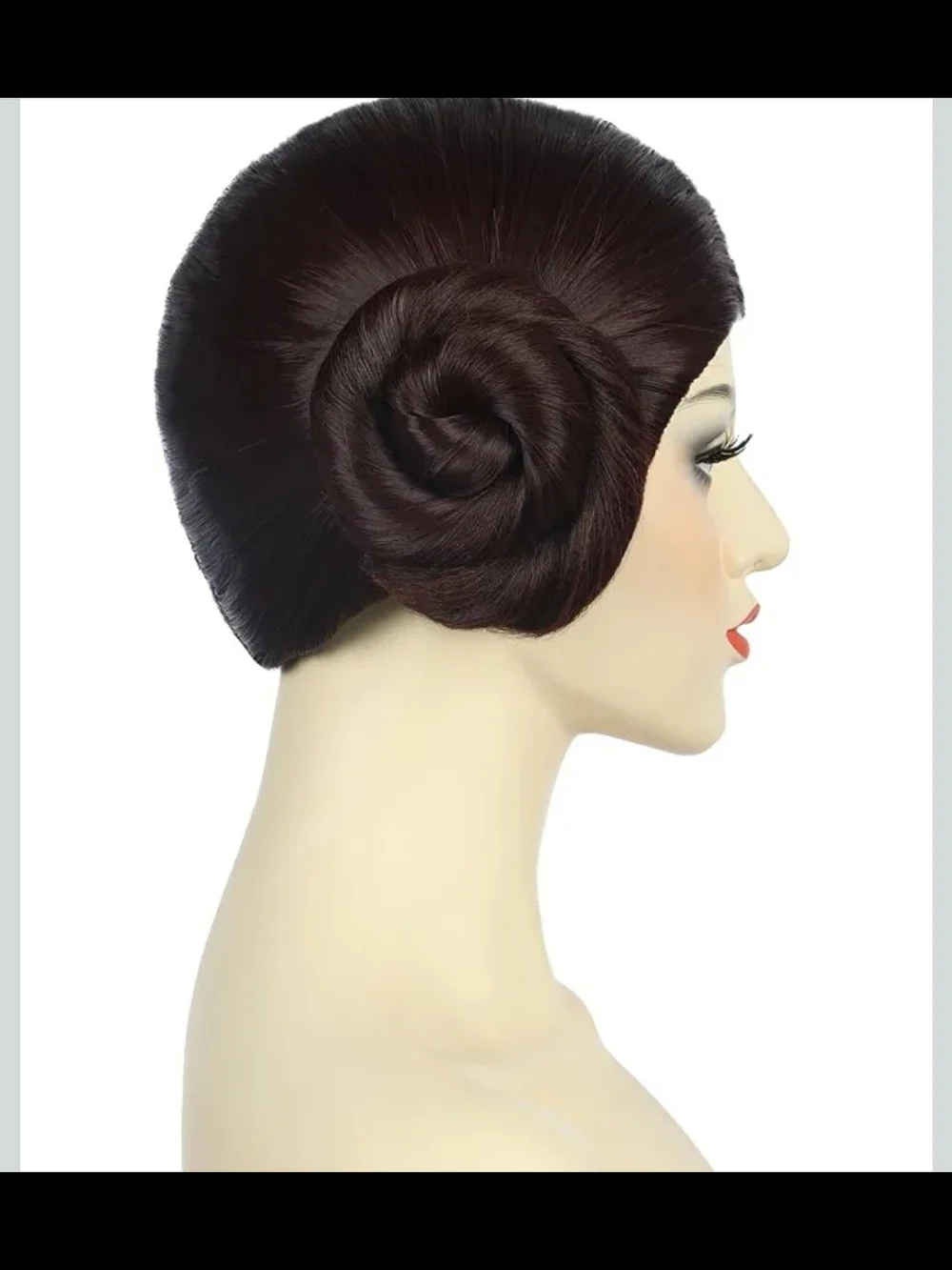 Women Short Dark Brown Wig with Two Buns Princess Cosplay Wig Heat Resistant